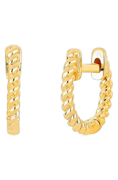 Shop Ef Collection Gold Twist Single Huggie Hoop Earring In 14k Yellow Gold