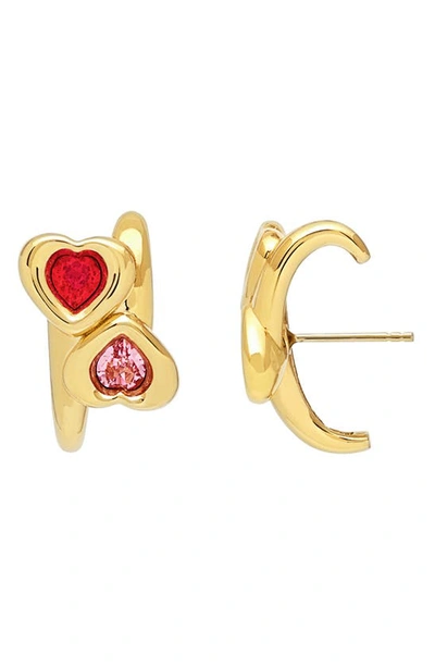 Shop Jiwinaia Swarovski Crystal Heart Earrings In Pink/ Red/ Gold