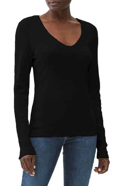 Shop Michael Stars Layla V-neck Cotton T-shirt In Black