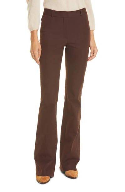 Shop Frame Le High Flare Stretch Cotton Trouser Pants In Brown