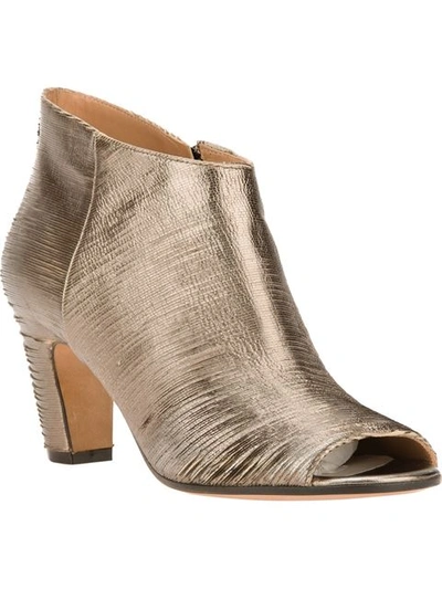 Maison Margiela Ruched Peep Toe Ankle Boot In Bronze