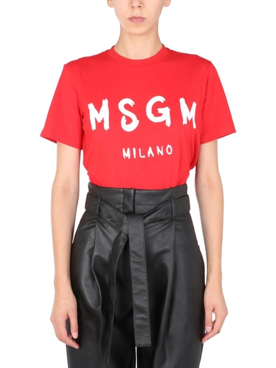 Shop Msgm T-shirt With Logo In Red