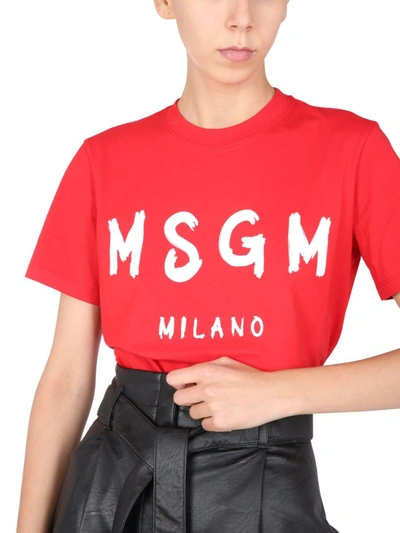 Shop Msgm T-shirt With Logo In Red