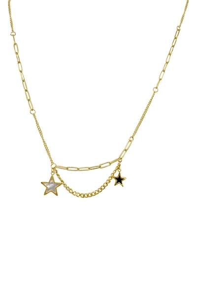 Shop Adornia Water Resistant Mixed Chain Star Charm Necklace In Yellow