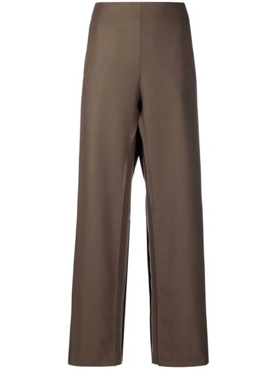Shop Acne Studios High-waisted Wide-leg Trousers In Brown