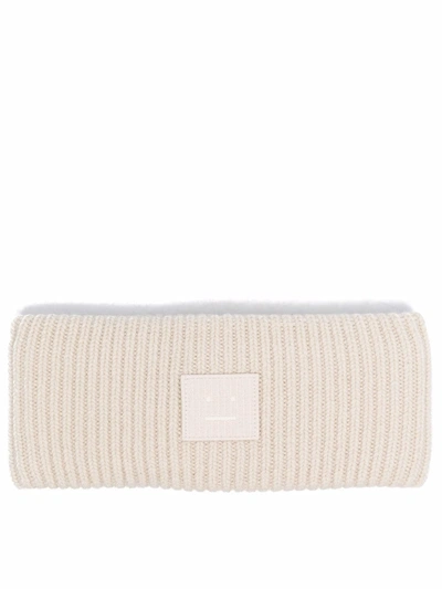 Shop Acne Studios Face-patch Ribbed Knit Headband In Neutrals