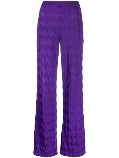 Shop Missoni Zigzag-knit Trousers In 93737 Purple