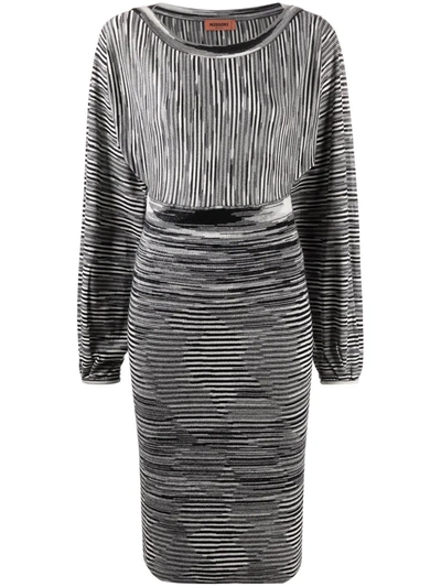 Shop Missoni Stripe-knit Midi Dress In Black