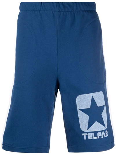 Shop Telfar Logo-print Track Shorts In Blue