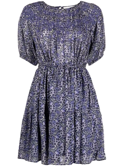 Shop Ba&sh Iris Abstract-print Mini Dress In Blue