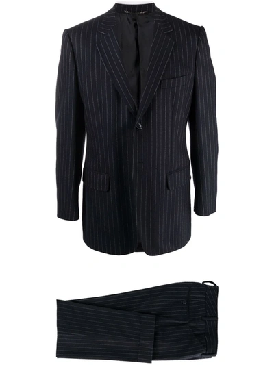 Pre-owned Dolce & Gabbana 1990s Pinstripe Single-breasted Suit In Blue