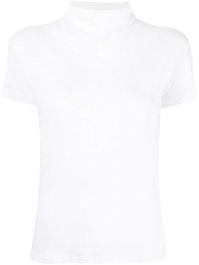 Shop Iro Wake Roll-neck Linen T-shirt In White