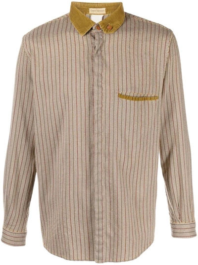 Pre-owned Versace 条纹排扣衬衫（1970年代典藏款） In Neutrals