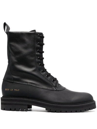Shop Common Projects Chunky Lace-up Leather Boots In Black