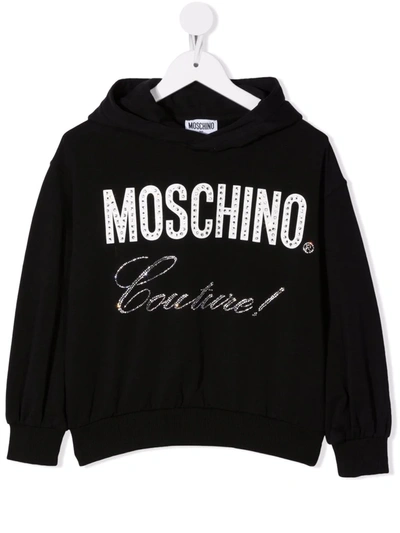 Shop Moschino Couture! Rhinestone Hoodie In Black