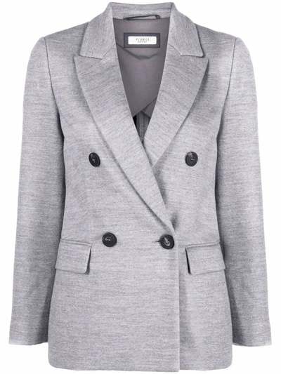 Shop Peserico Mélange-effect Double-breasted Blazer In 974 Grey