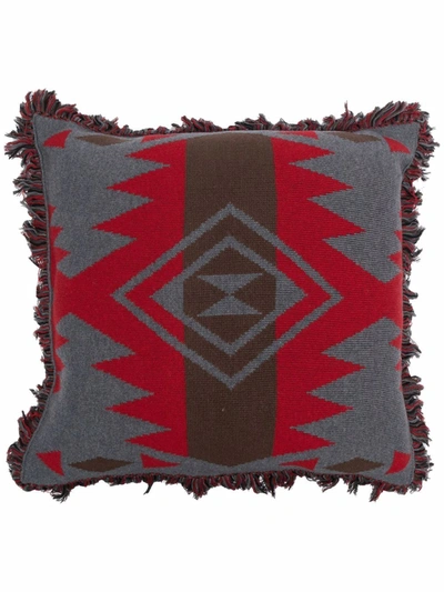 Shop Alanui Icon Intarsia-knit Cushion In Grey