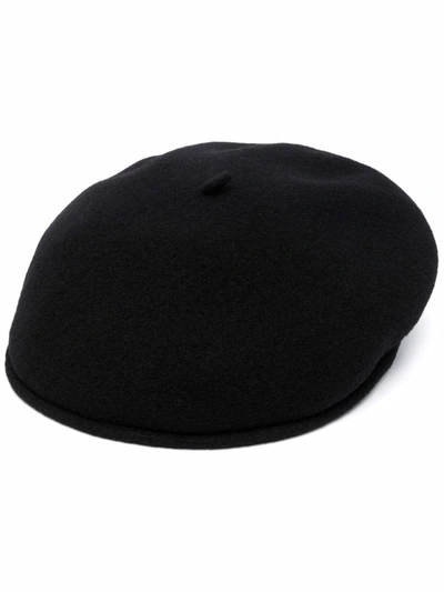 Shop Marine Serre Moon-embroidered Wool Beret In Black