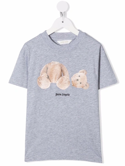 Shop Palm Angels Teddy Bear-print T-shirt In Grey
