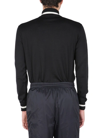 Shop Msgm High Neck Sweater With Logo In Black