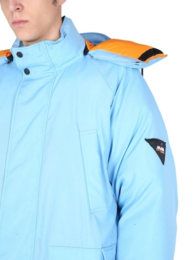 Msgm Hooded Reversible Down Jacket In Baby Blue