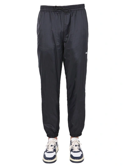 Msgm Casual Black Jogging Pants With Elastic Waistband And Side Logo In Black
