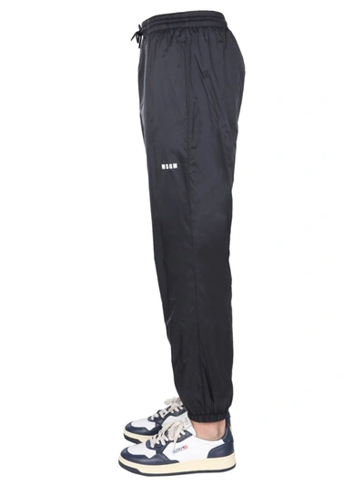 Shop Msgm Nylon Jogging Pants In Black