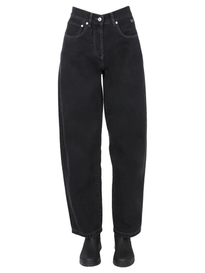 Shop Msgm Oversize Boy Jeans In Black