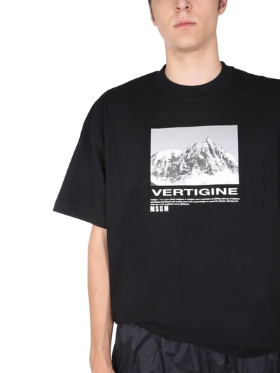 Shop Msgm T-shirt With Vertigo Print In Black