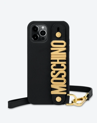 Shop Moschino Lettering Logo Iphone 12 Pro Max Cover In Black