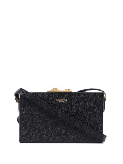 Shop Thom Browne Grained Leather Crossbody Bag In Black