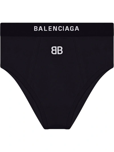 Shop Balenciaga Logo-embroidered Sports Briefs In Black