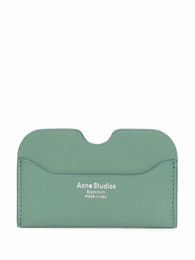 Shop Acne Studios Engraved-logo Leather Cardholder In Green