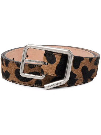 Shop Acne Studios Leopard-print Buckle Belt In Brown