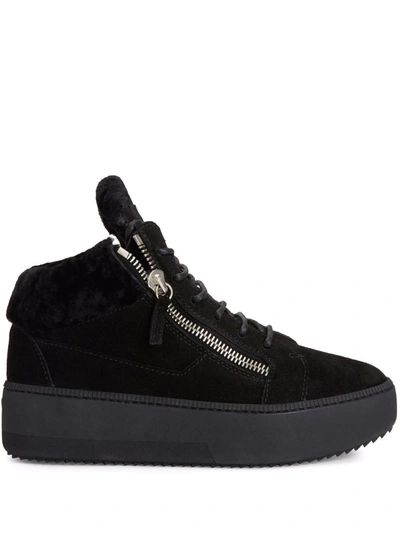 Shop Giuseppe Zanotti Kriss Shearling-lined Sneakers In Black
