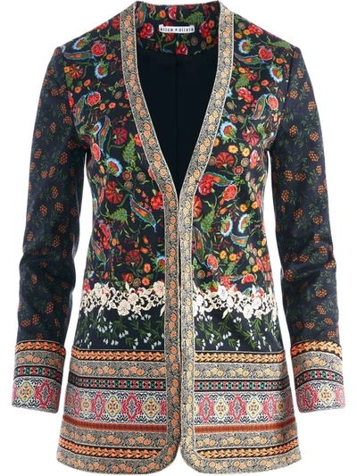 Shop Alice And Olivia Chriselle Paradise-print Blazer In Blue