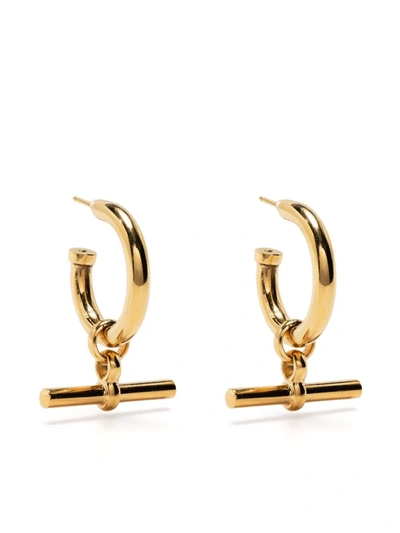 Shop Tilly Sveaas Large T-bar Earrings In Gold