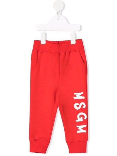 Shop Msgm Logo-print Track Pants In Red