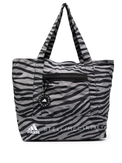 Shop Adidas By Stella Mccartney Zebra-print Tote Bag In Black