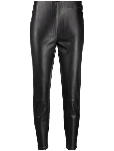 Calvin Klein Women's X-fit Faux-leather Stirrup Leggings In Black