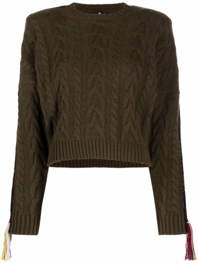 Shop Etro Panelled Cable-knit Jumper In Green