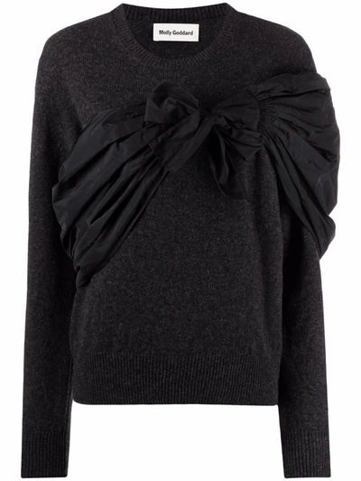 Shop Molly Goddard Bow-detailed Wool Jumper In Black