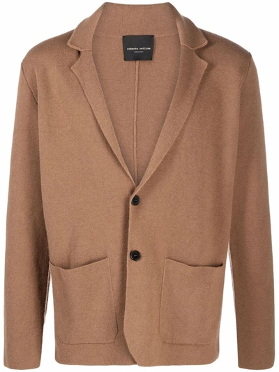 Shop Roberto Collina Single-breasted Fitted Blazer In Brown