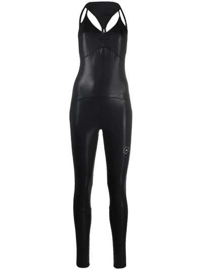 Adidas By Stella Mccartney All-in-one Shiny Bodysuit In Black | ModeSens