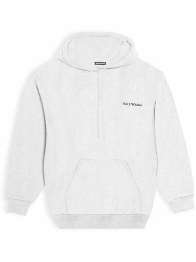 Shop Balenciaga Logo-print Cotton Hoodie In Grau