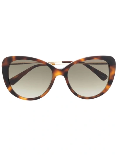 Shop Longchamp Tortoiseshell-effect Tinted Sunglasses In Braun