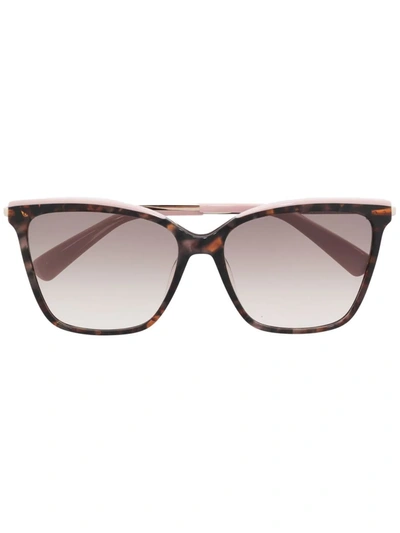 Shop Longchamp Tortoiseshell-effect Square Sunglasses In Braun