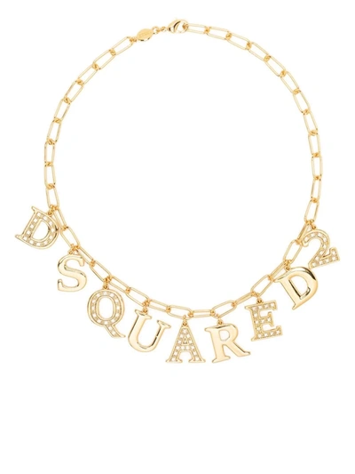 Shop Dsquared2 Letter Charm Chain-link Bracelet In Gold