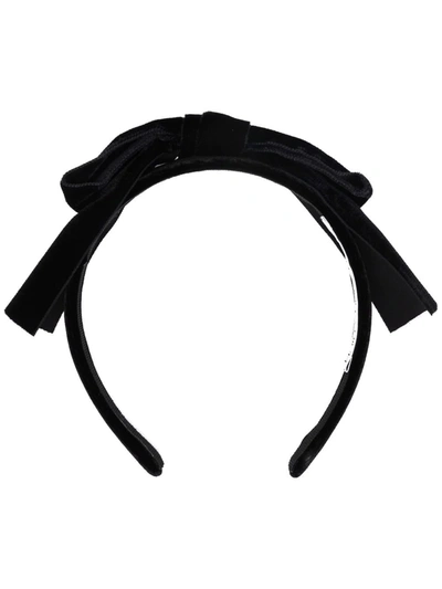 Shop Alessandra Rich Velvet Bow Detail Hairband In Schwarz