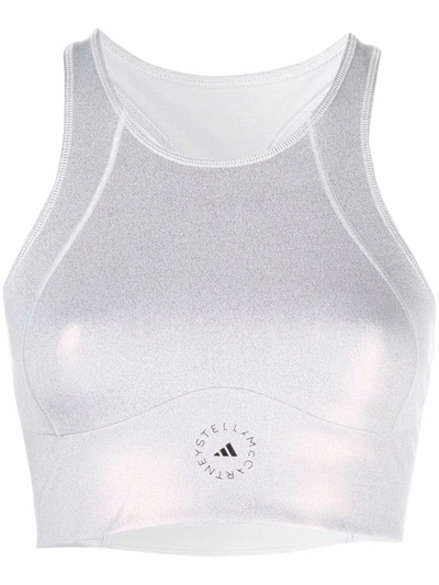 Shop Adidas By Stella Mccartney Shiny Training Crop Top In Grau